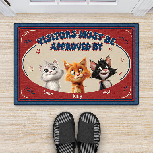 5981DUS2 visitors must be approved by cat doormat custom cat lover gifts 5981D8TZD
