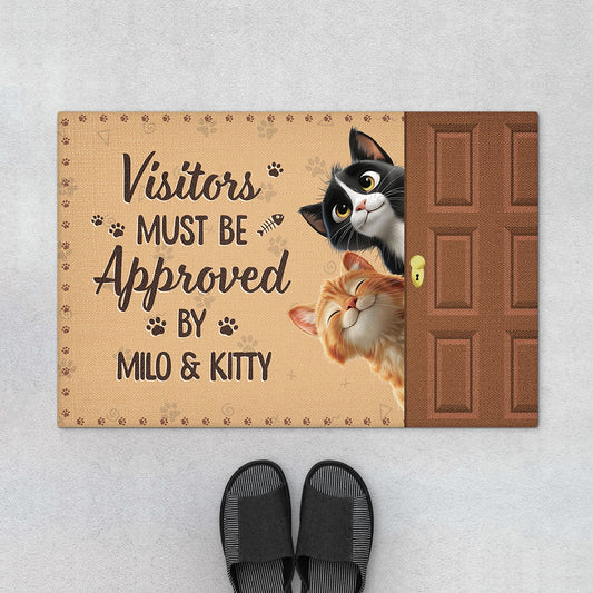 5983DUS1 personalized cat doormat visitors must be approved by the cat 5983DTTCD