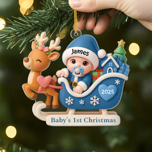 5989OUS2 3d printing effect personalized acrylic babys 1st christmas ornaments for newborns 5989O8VNK