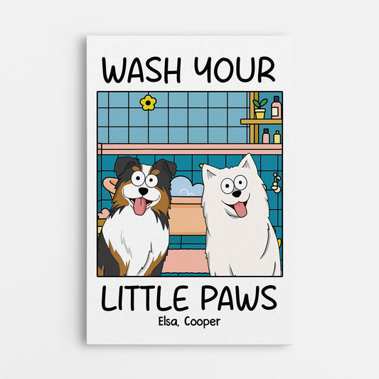 5990CUS1 personalized dog canvas wall art wash your little paws 5990C36QC