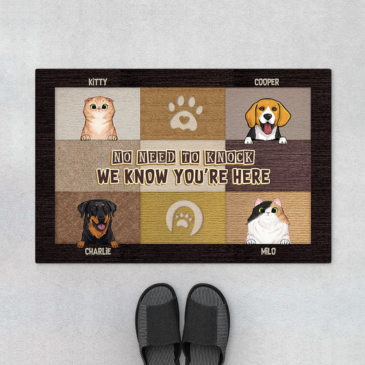 5999DUS1 personalized dog and cat doormat_ no need to knock doormat_ 5999D6QQA_6486fe39 c4d4 483f 8a11 96354ebec54a