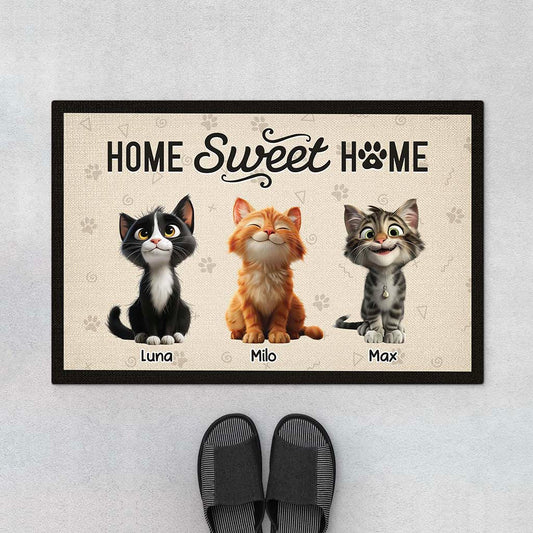 6005DUS1 personalized gifts for cat lovers home sweet home doormat 6005D3VTD