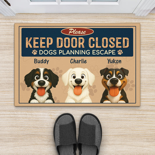 6012DUS2 keep door closed_ doormat personalized gifts for dog lovers 6012DKT5C