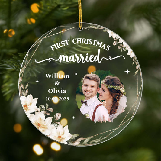 6066OUS1 acrylic first christmas married ornament personalized photo gifts for couples 6066OKT5G