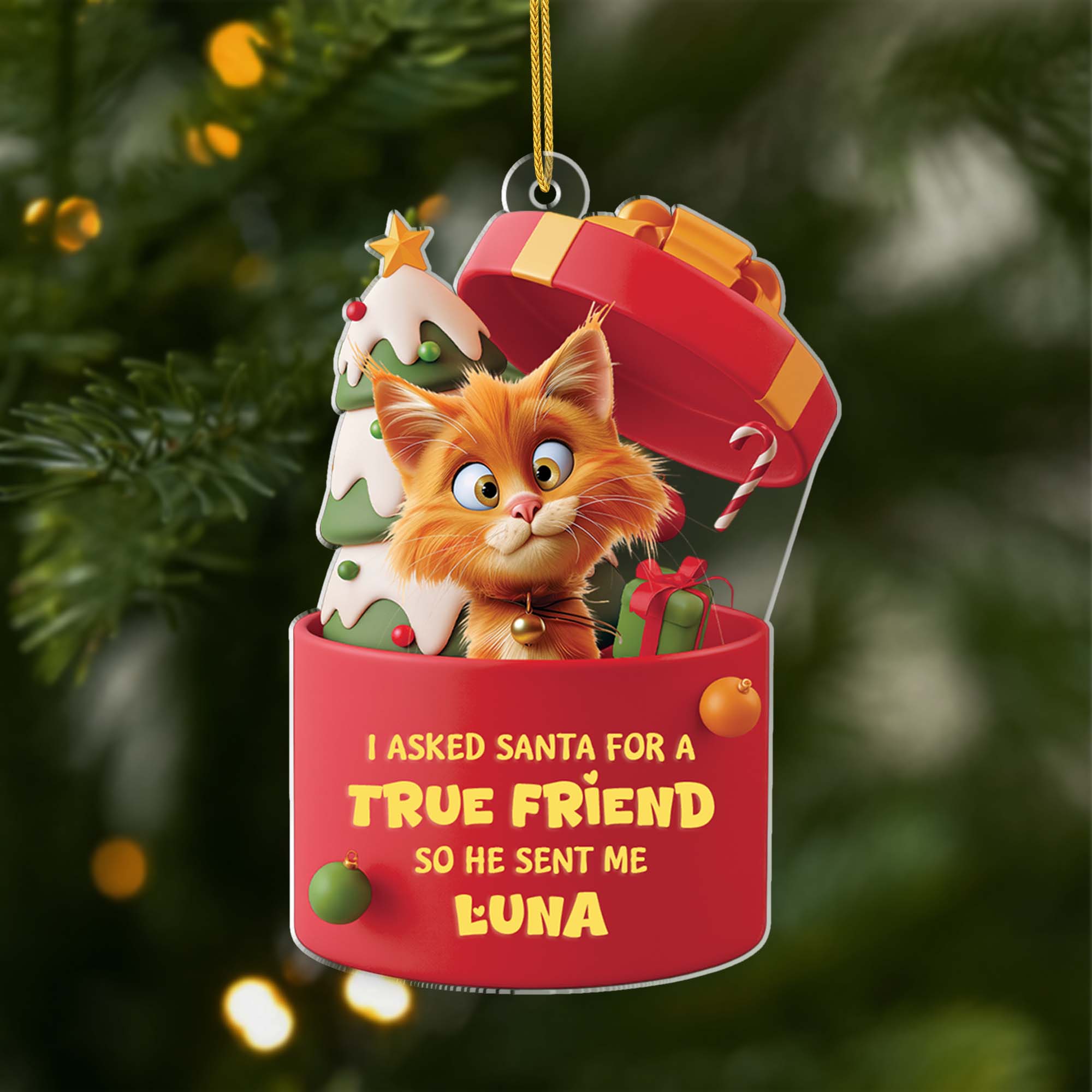 6098OUS1 3d printing effect personalized cat christmas ornaments acrylic 6098OKLAD