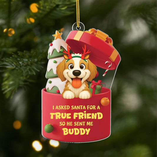 6098OUS1 3d printing effect personalized dog christmas ornaments acrylic 6098OKLAC