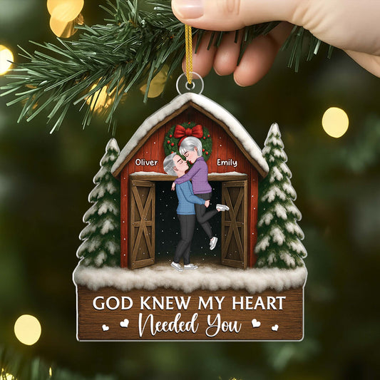 6105OUS2 3d printing effect custom acrylic christmas ornaments gifts for couples 6105OKQMG