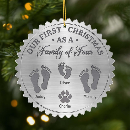 6131OUS1 first christmas as a family of 4 ornament custom acrylic ornament 6131O8HMI