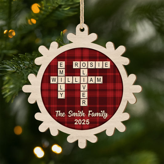 6159OUS1 personalised 1 layered wooden ornaments family crossword gifts 6159OKVNI