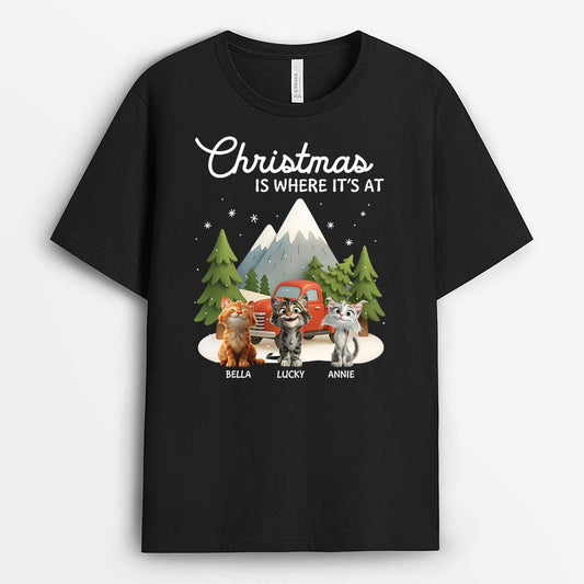 6167AUS1 christmas is where it_s at shirt custom camping gifts for cat lovers 6167ATYAD