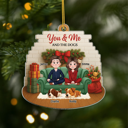 6168OUS1 3d printing effect custom acrylic xmas ornaments gifts for couples with dogs 6168O