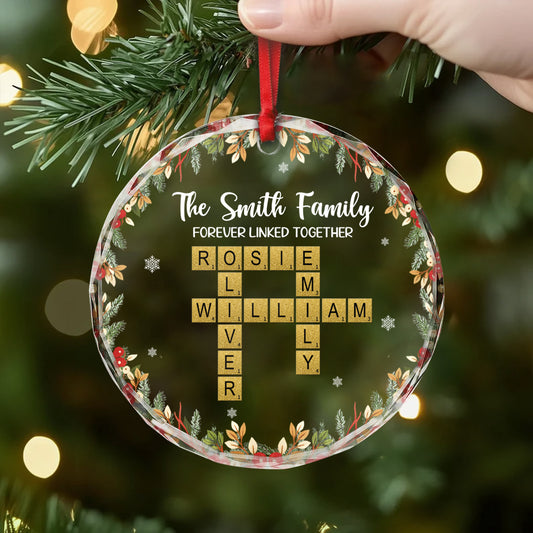 6173OUS2 personalised glass xmas ornaments crossword gifts for family 6173OKVCI