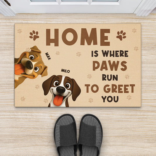 6259DUS2 personalized dog doormats home is where someone runs to greet you 6259D8VZC
