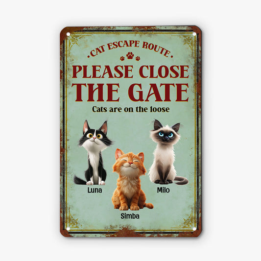6267EUS2 metal please close the gate sign custom gifts for cat lovers 6267E8QMD