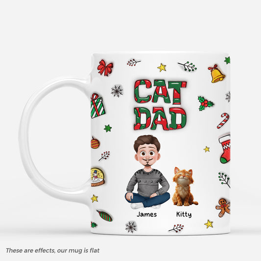 6270MUS1 3d printing effect cat christmas mug personalized gifts for cat owners 6270MKHAD
