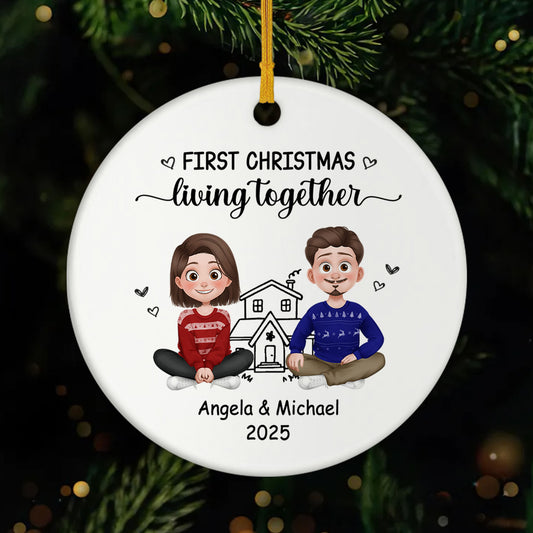 6278OUS1 ceramic first christmas living together ornament custom couple gifts 6278O