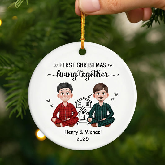 6278OUS2 ceramic first christmas living together ornament custom couple gifts 6278O
