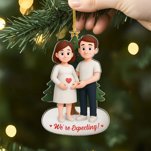 6304OUS2 3d printing effect acrylic were expecting christmas ornament_ custom gifts for parents to be 6304OKVCG