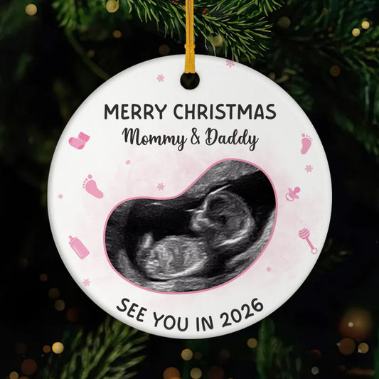 6312OUS1 ceramic ornament with ultrasound picture personalized christmas gifts 6312O3VAK