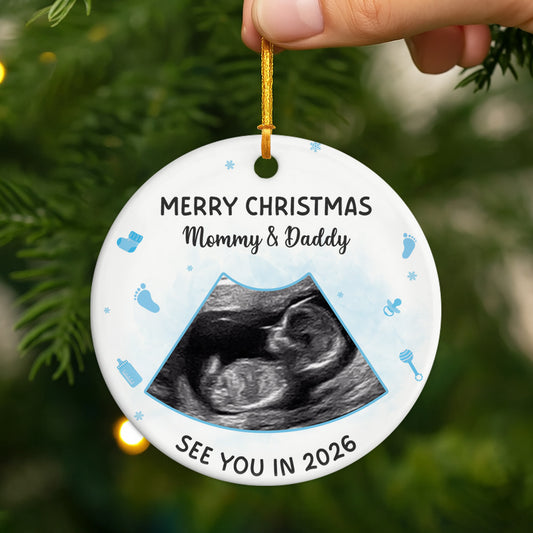 6312OUS2 ceramic ornament with ultrasound picture personalized christmas gifts 6312O3VAK