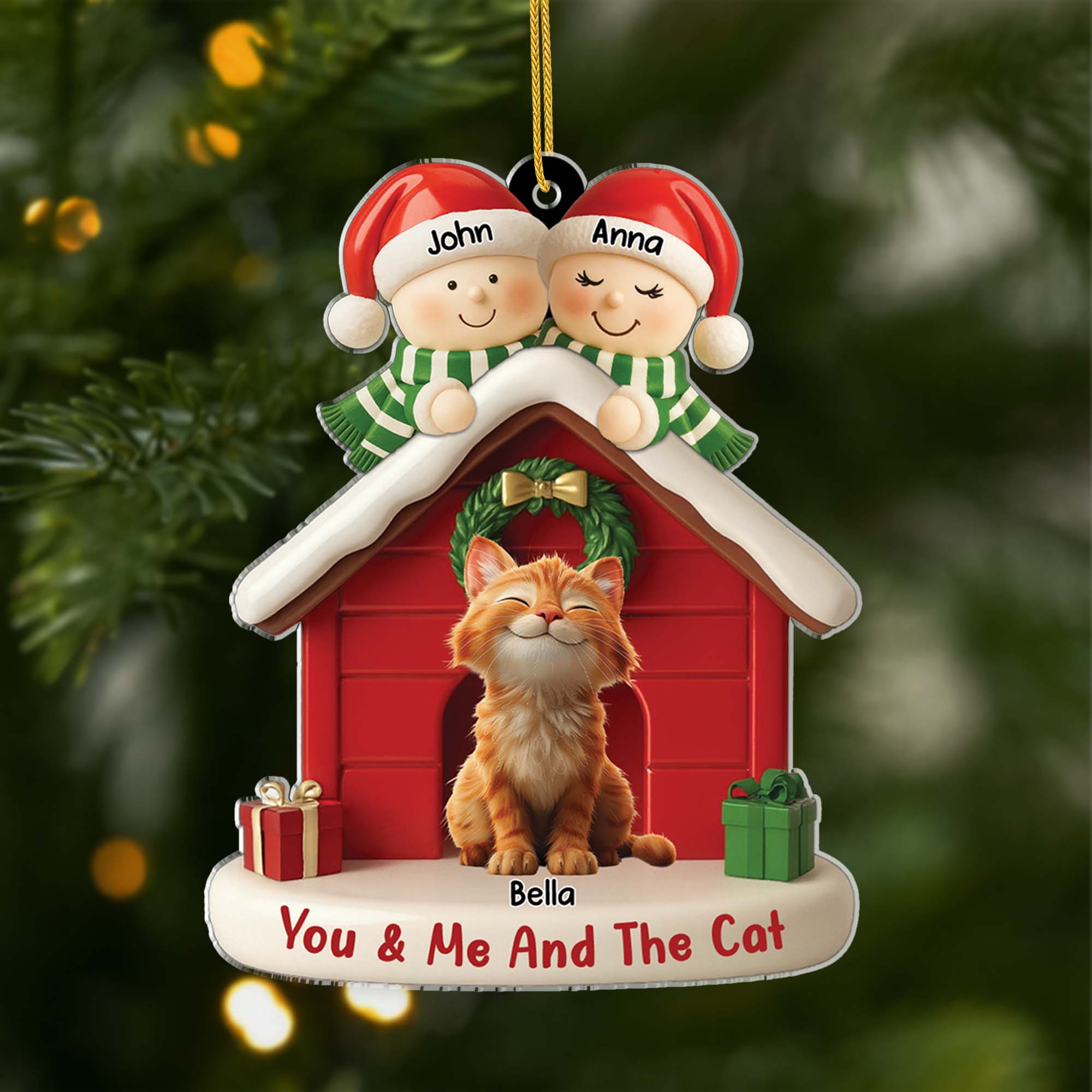 6346OUS1 acrylic couple with cat ornament_ personalized christmas gifts 6346OTV5D