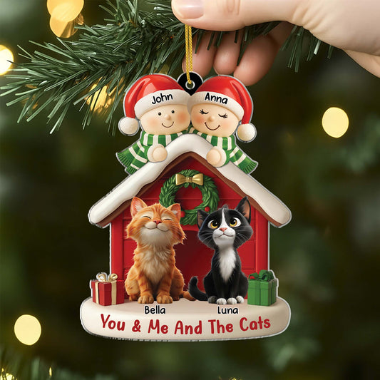 6346OUS2 acrylic couple with cat ornament_ personalized christmas gifts 6346OTV5D
