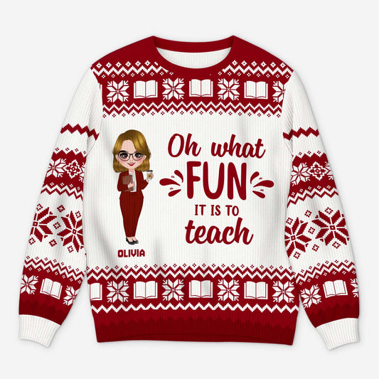 6363WUk1 custom ugly christmas sweater oh what fun it is to teach_ teacher gifts 6363WKLNT_2