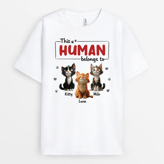 6370AUS1 this human belongs to shirt personalized christmas shirts with cats_ 6370ATLCD_2