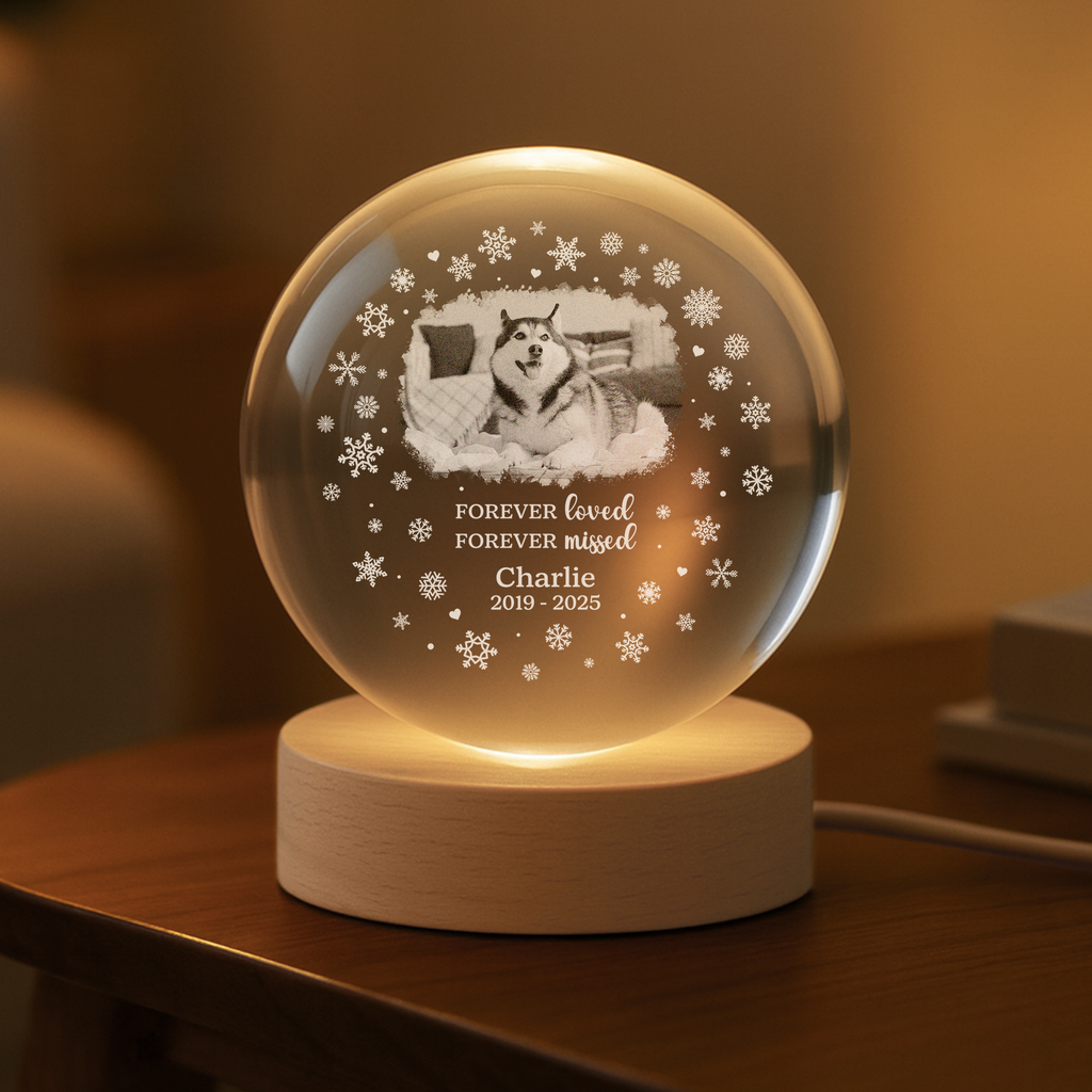 6378LUS2 forever loved crystal ball lamp custom cat memorial gifts with photo 6378LKQMD