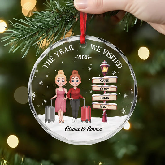 6399OUS2 glass travel christmas ornaments personalized gifts for friend 6399OKYQF