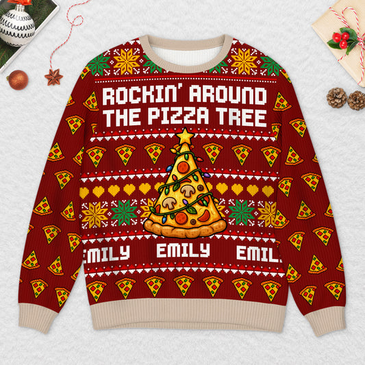 6402WUS2 custom ugly christmas sweater funny gifts for pizza lovers 6402WTVMA