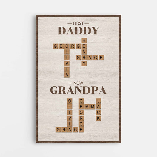 6416CUS1 first dad now grandpa canvas personalized crossword gifts 6416C6VNB_1