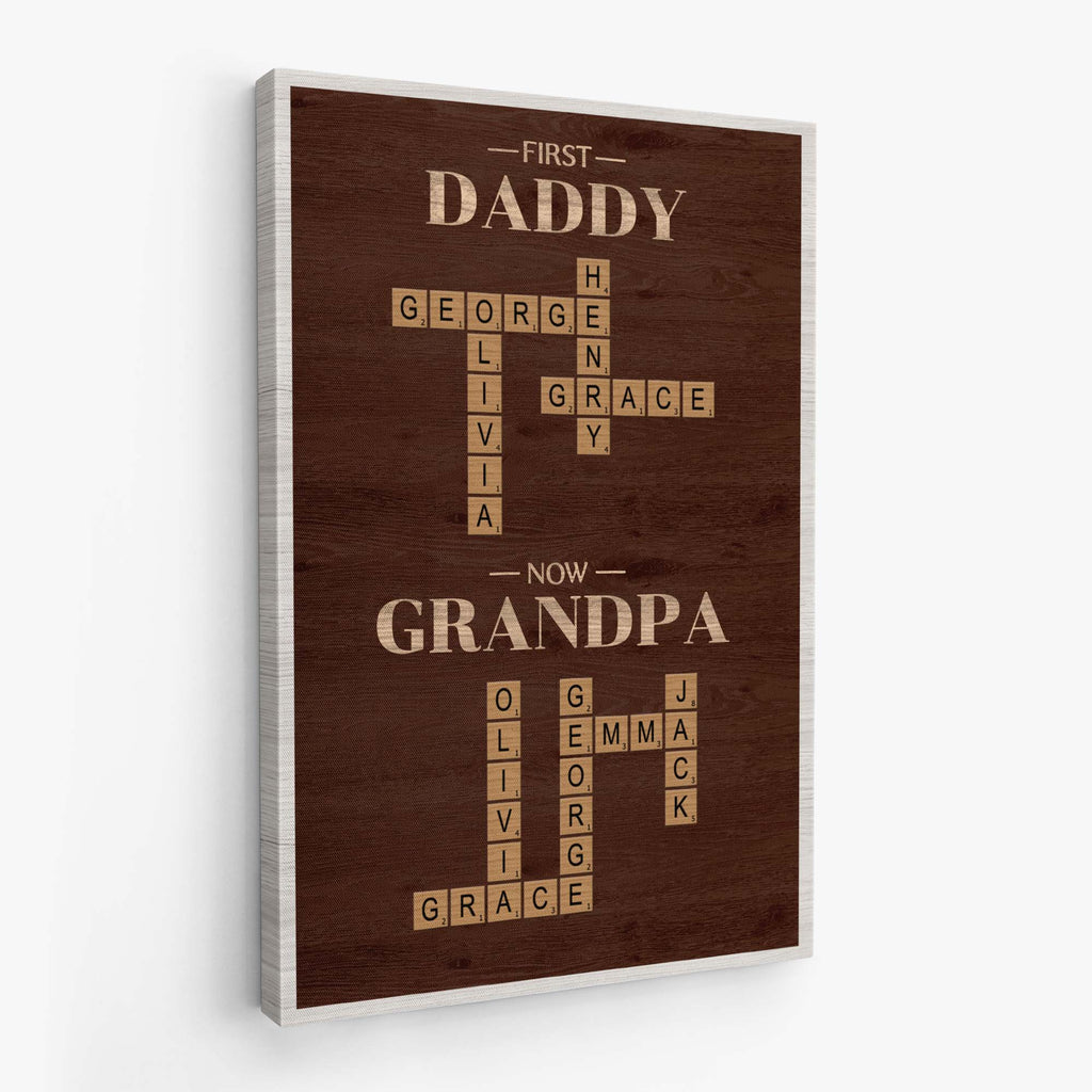 6416CUS1 first dad now grandpa canvas personalized crossword gifts 6416C6VNB_2