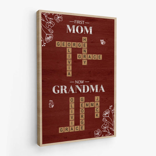 6416CUS2 first mom now grandma canvas personalized crossword gifts 6416C6VNA