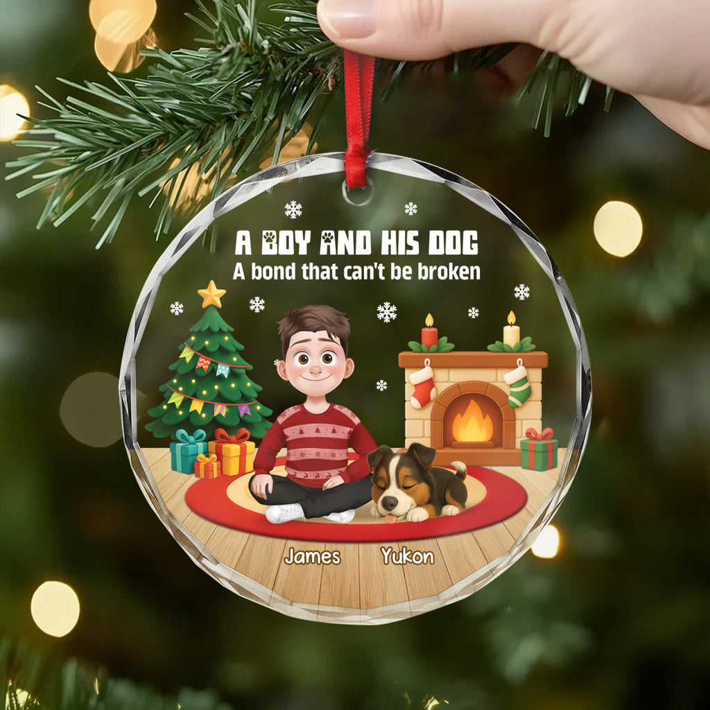 6454OUS1 glass dog and owner ornament_ personalized christmas gifts 6454OKLTC_2