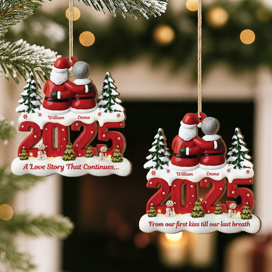 6455OUS2 custom 1 layered wooden xmas ornaments for couples a love story that continues 6455OTQTG