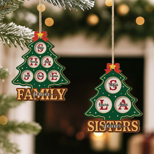 6457OUS2 custom 1 layered wooden christmas tree ornaments gifts for siblings family 6457O3QCI