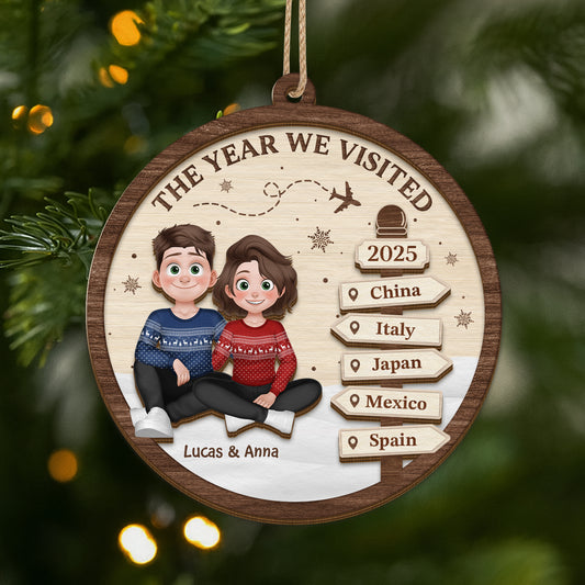 6462OUS1 custom 2 layered wood xmas ornaments_ gifts for couples who travel_ 6462O3QZG