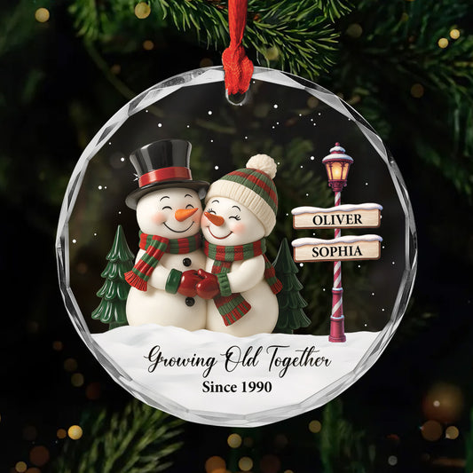 6477OUS1 glass snowman couple ornament personalized christmas gift 6477O3T0G