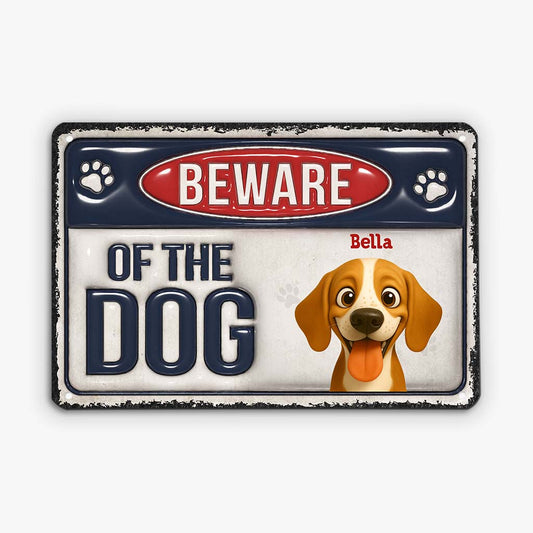 6499EUS1 3d printing effect metal beware of the dog sign custom dog lover gifts 6499ETVAC