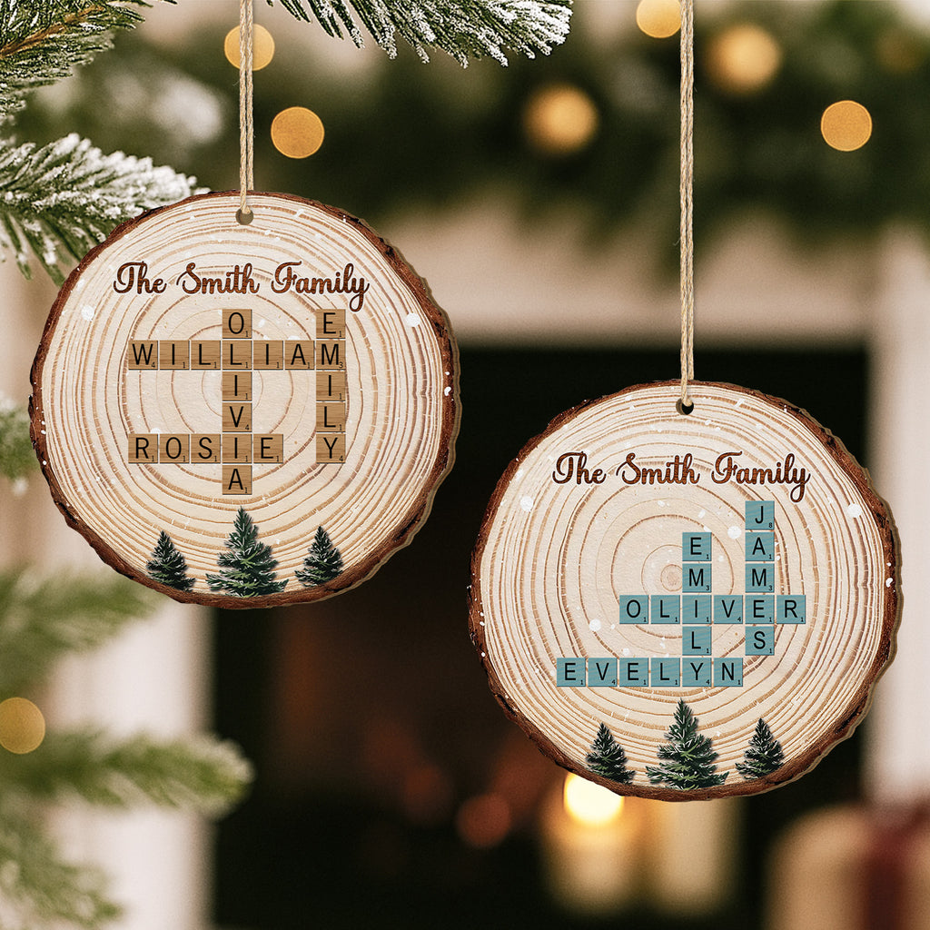 6502OUS2 custom 1 layered wooden christmas ornament family crossword puzzle gift 6502O3TTI