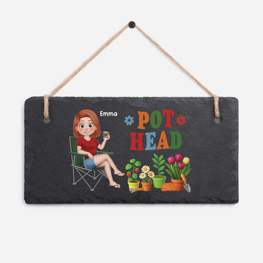 6507AUS1 pot head slate garden sign personalized gifts for gardeners 6507ae8vca