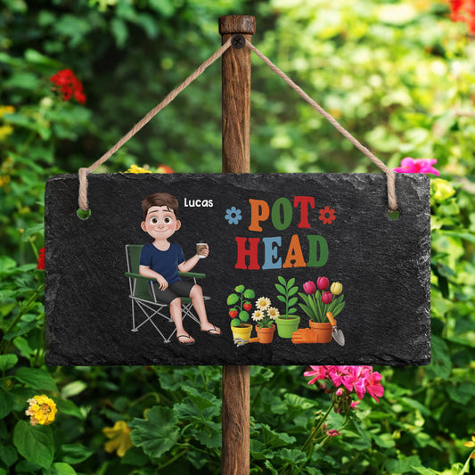 6507AUS2 pot head slate garden sign personalized gifts for gardeners 6507ae8vca