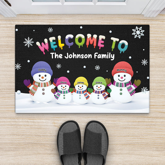 6516DUS1 snowman family welcome doormat_ personalized christmas gifts 6516DTLNI_2