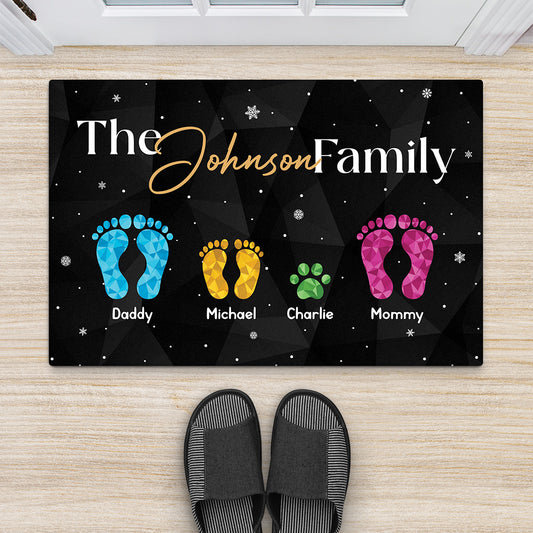 6521DUS2 family footprint doormat personalized gift for family 6521D3KMI