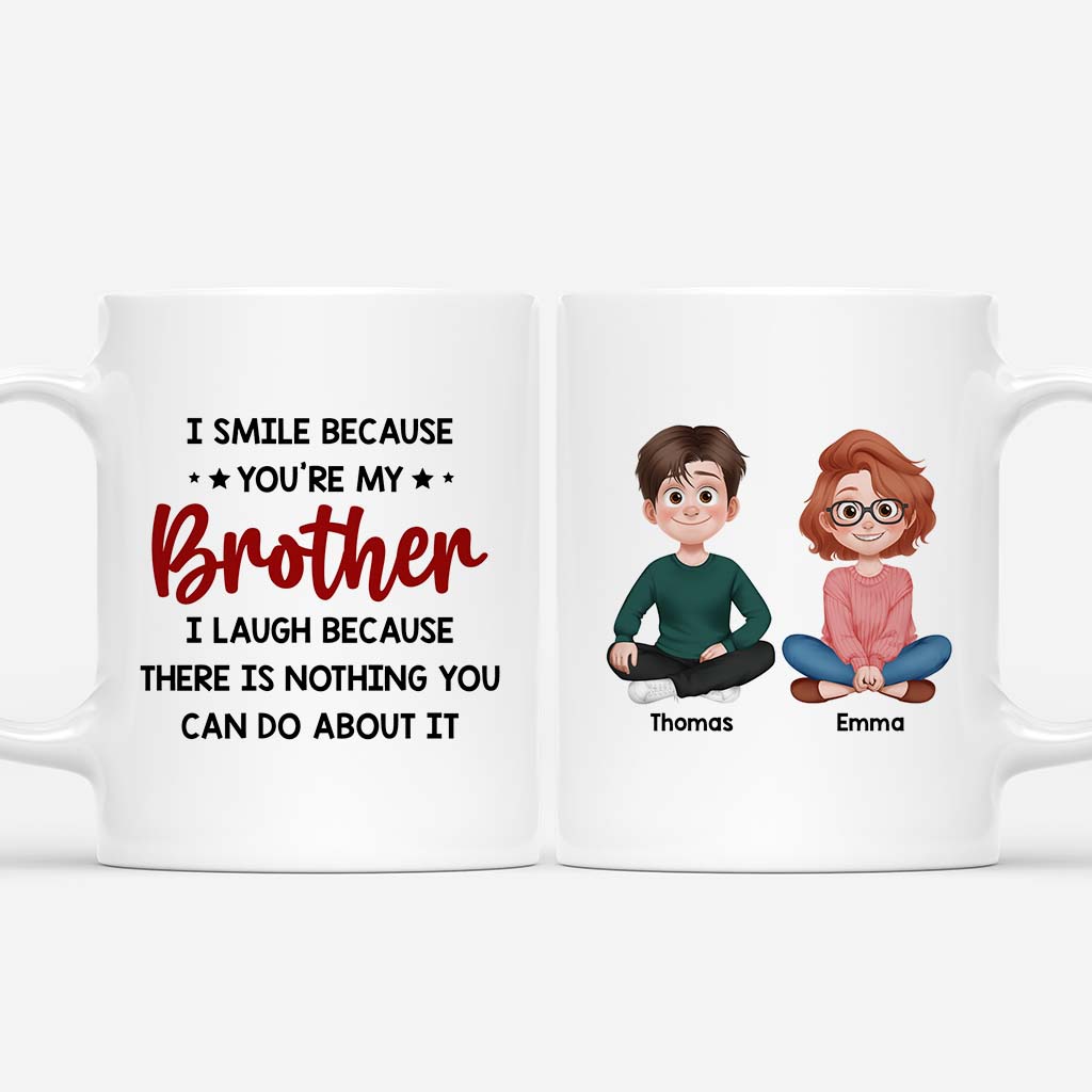 6532MUS1 personalized sibling mugs i smile because youre my brother sister_ 6532M3TZE
