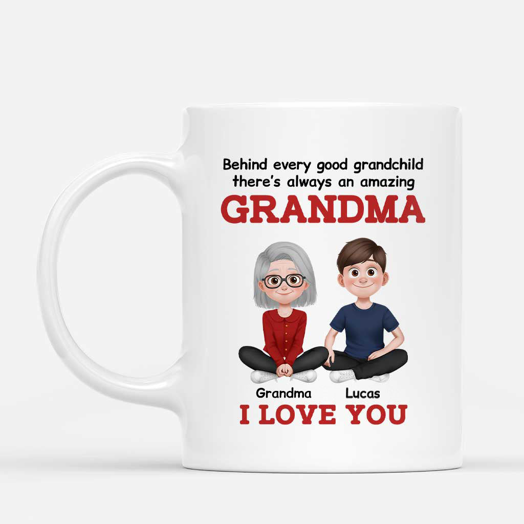 6556MUS1 custom photo mug behind every good grandchild is a great grandma grandpa 6556M6PWB