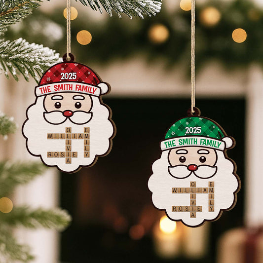 6609OUS2 custom 1 layered wooden santa christmas ornaments crossword gifts for family 6609OTPMI