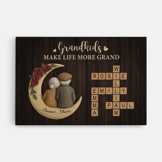 6627CUS1 grandkids make life more grand crossword canvas personalized grandparent gifts 6627C6V5A
