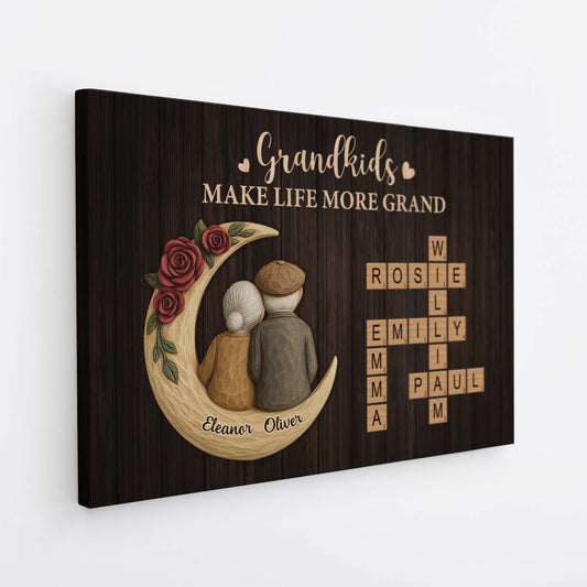 6627CUS2 grandkids make life more grand crossword canvas personalized grandparent gifts 6627C6V5A